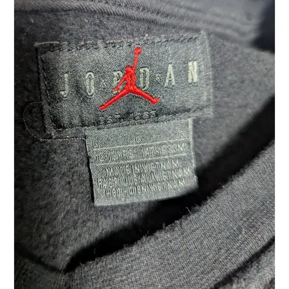 Vintage Jordan Black Crewneck Sweater 23 Colorblock Colorful Top Youth Big Boy L - Picture 10 of 10